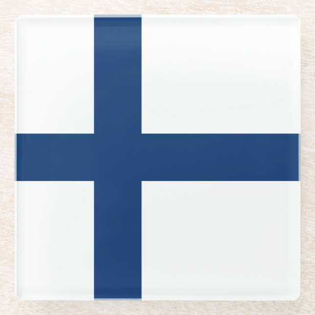 Dessous-de-verre En Verre Drapeau Finlande (Devant)