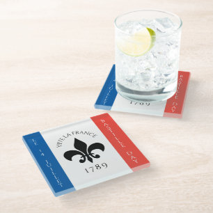 Dessous-de-verre En Verre Drapeau Fleur-de-Lis Tricolore France
