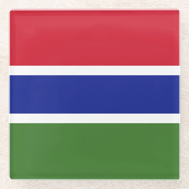 Dessous-de-verre En Verre Drapeau Gambie (Devant)