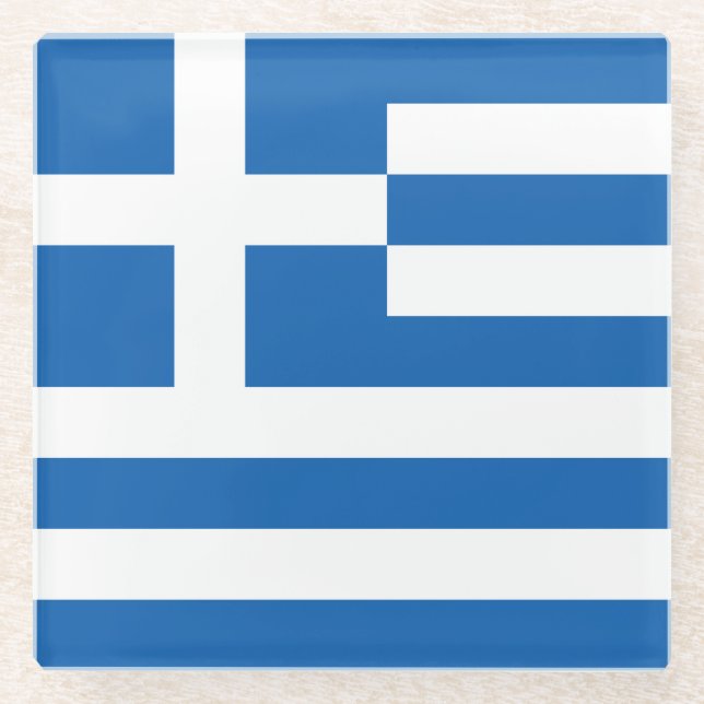 Dessous-de-verre En Verre Drapeau Grèce (Devant)