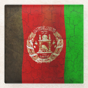 Dessous-de-verre En Verre Drapeau grunge de l'Afghanistan