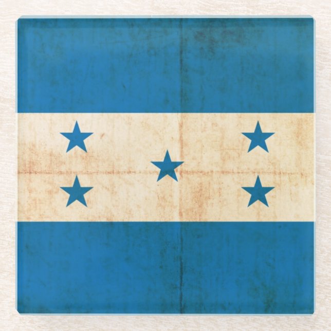 Dessous-de-verre En Verre Drapeau grunge du Honduras (Devant)