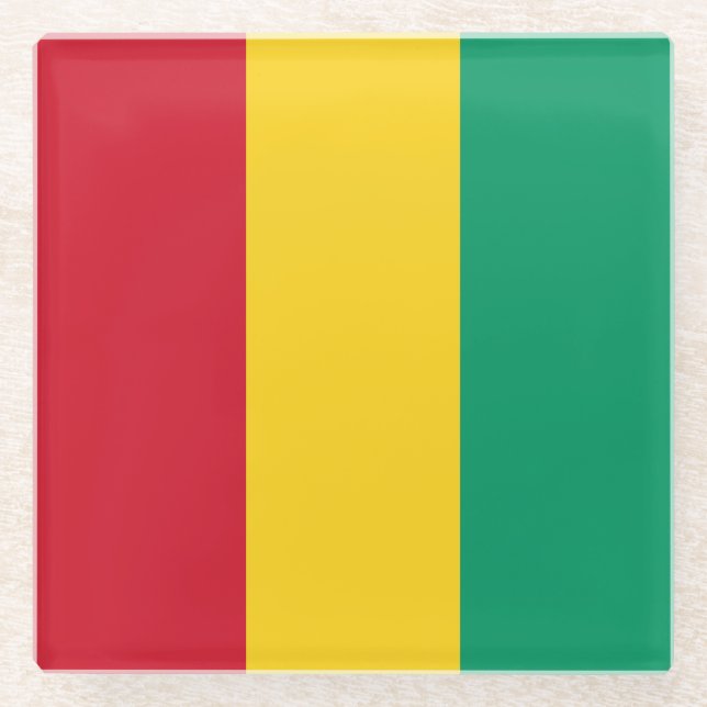 Dessous-de-verre En Verre Drapeau Guinée (Devant)