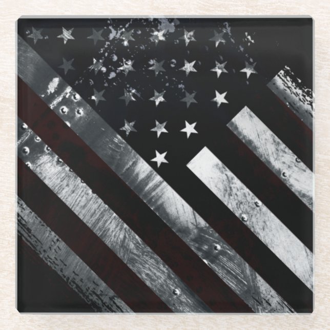 Dessous-de-verre En Verre Drapeau industriel américain patriotique (Devant)