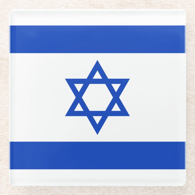 Dessous-de-verre En Verre Drapeau Israël (Devant)