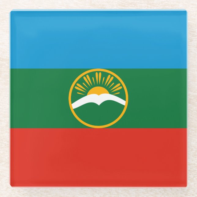 Dessous-de-verre En Verre Drapeau Karachay Cherkessia (Devant)