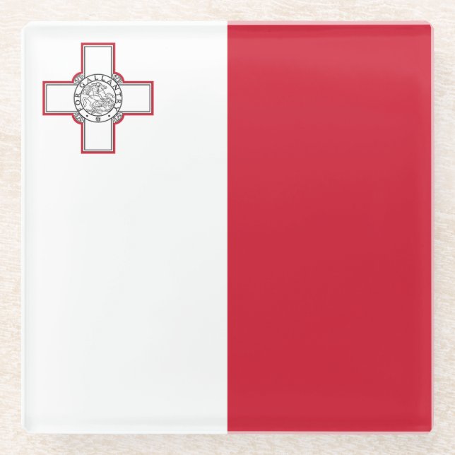Dessous-de-verre En Verre Drapeau Malte (Devant)