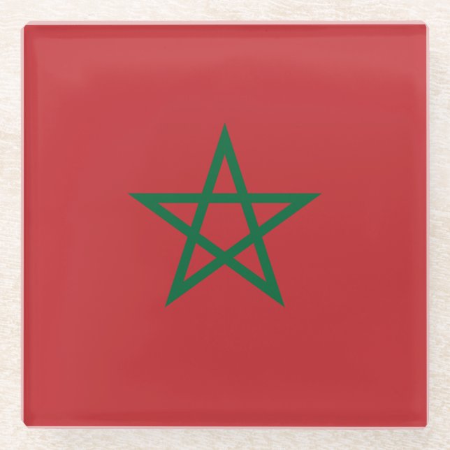 Dessous-de-verre En Verre Drapeau Maroc (Devant)