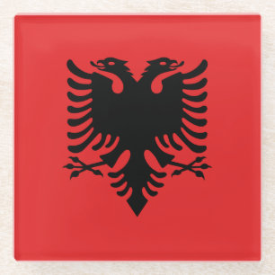 Dessous-de-verre En Verre Drapeau patriotique albanais