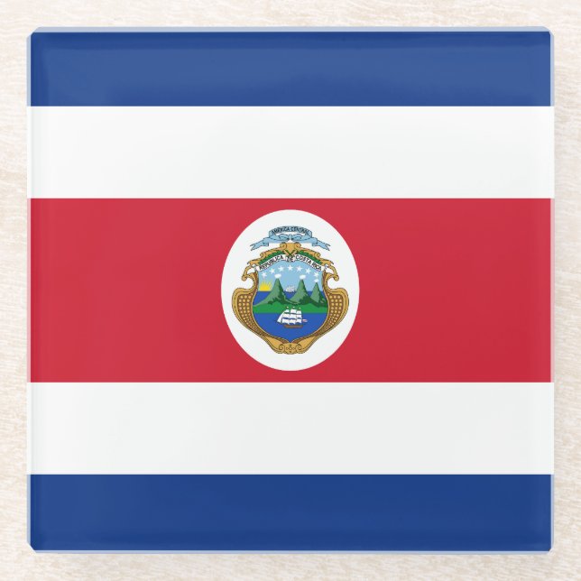 Dessous-de-verre En Verre Drapeau patriotique du Costa Rica (Devant)