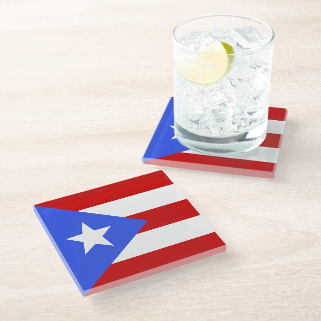 Dessous-de-verre En Verre Drapeau Porto Rico (Incliné)