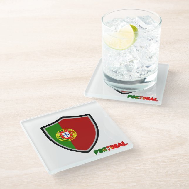 Dessous-de-verre En Verre Drapeau portugais (Incliné)