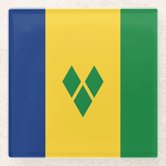 Dessous-de-verre En Verre Drapeau Saint-Vincent (Devant)