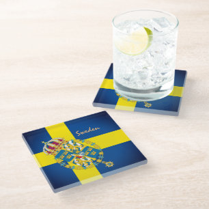 Dessous-de-verre En Verre Drapeau suédois & voyage Suède, décor intérieur / 