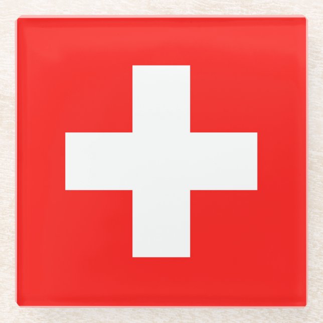 Dessous-de-verre En Verre Drapeau Suisse (Devant)