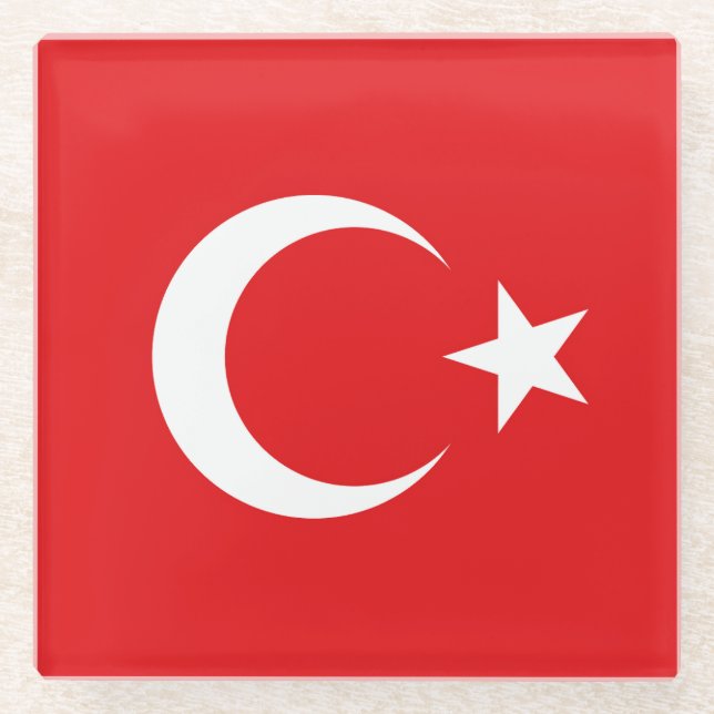 Dessous-de-verre En Verre Drapeau Turquie (Devant)