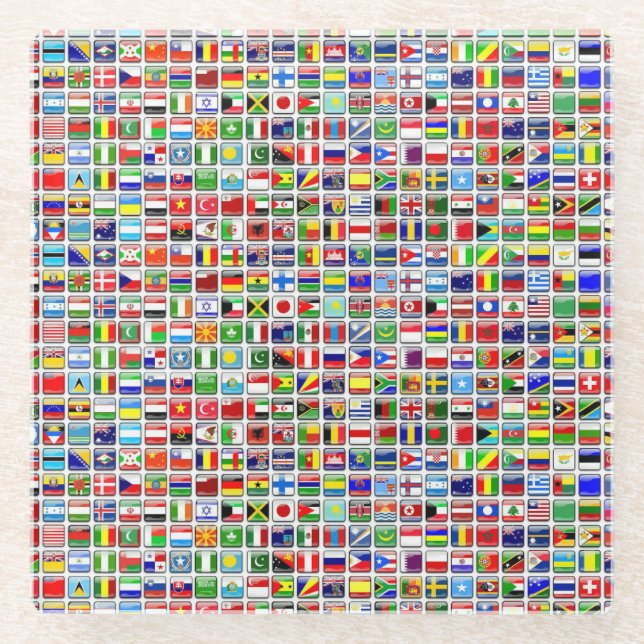 Dessous-de-verre En Verre Drapeaux du monde (Devant)