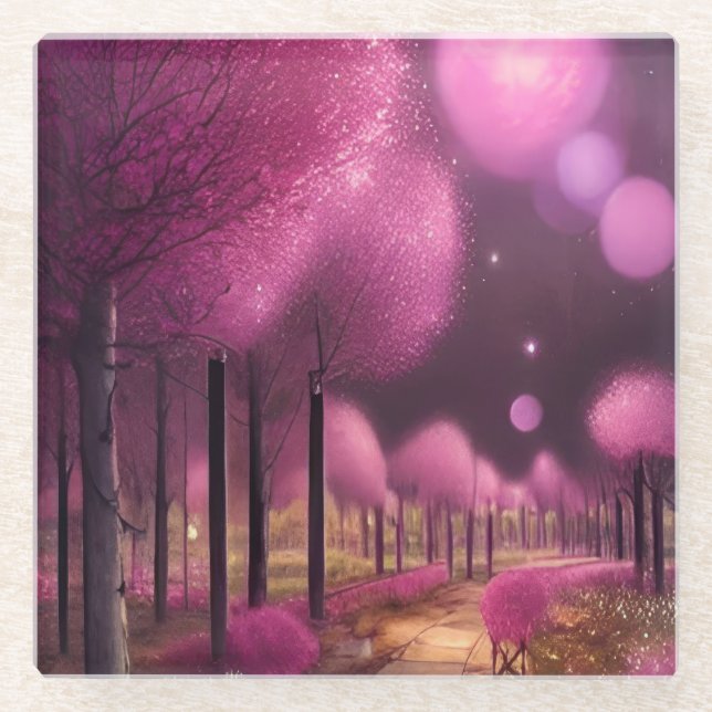 Dessous-de-verre En Verre Dreamy Rose Nightscape (Devant)