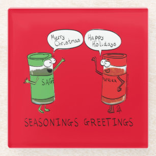 Dessous-de-verre En Verre Drôle Noël Cartoon Cuisines épices