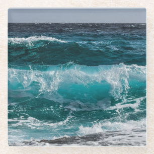 Dessous-de-verre En Verre Eau bleue Vagues océaniques  