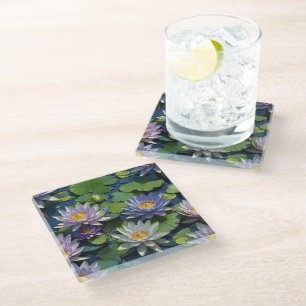 Dessous-de-verre En Verre Eau Lily fleur vibrante