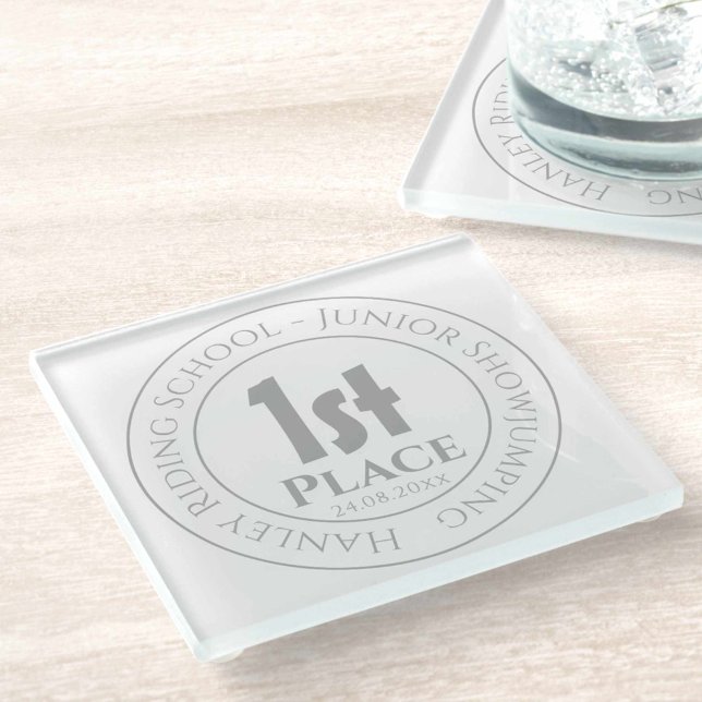 Dessous-de-verre En Verre École d'équitation Showjumping 1er Prix Trophée (Créateur téléchargé)