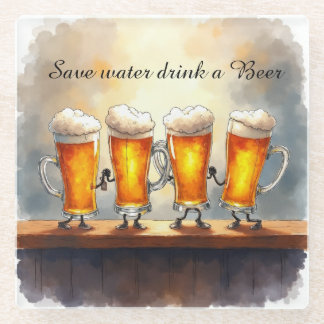 Dessous-de-verre En Verre Économisez l'eau, buvez une bière