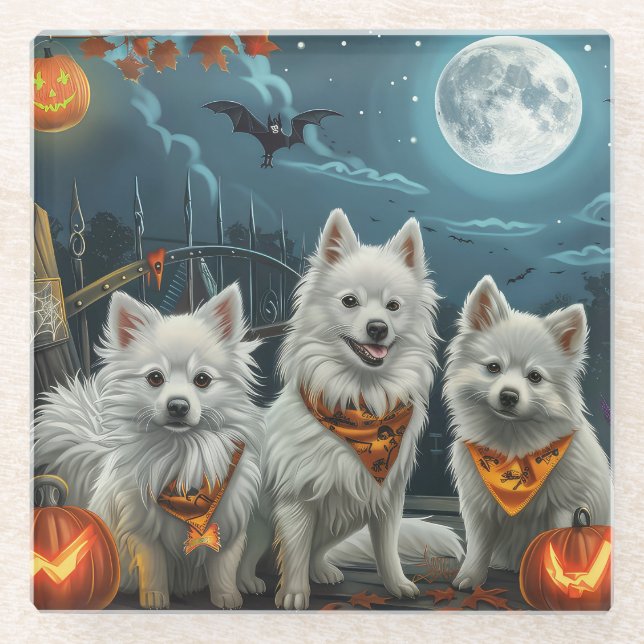 Dessous-de-verre En Verre Éffrayant américain Eskimo Halloween (Devant)