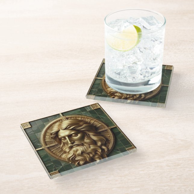 Dessous-de-verre En Verre Élégance en Absolution Croix sur marbre avec doré (Incliné)