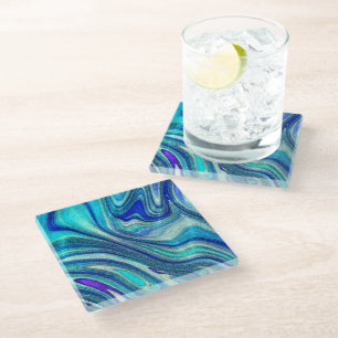 Dessous-de-verre En Verre Elégant Aquamarine Paua Rainbow Shell inspiré