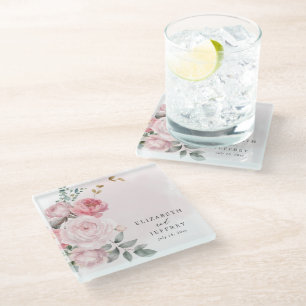 Dessous-de-verre En Verre Elégant Boho été printemps Blush Floral Mariage