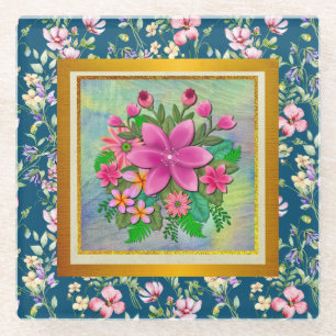 Dessous-de-verre En Verre Elégant Bouquet de printemps botanique de fleurs d