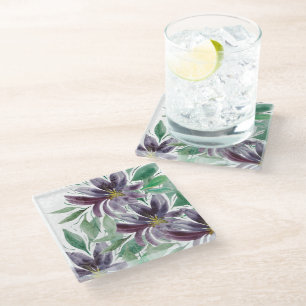 Dessous-de-verre En Verre Élégant Lotion de Lotus de Dentelle Violette Aquar