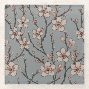 Dessous-de-verre En Verre Élégant Motif Fleur rose Douce Fleur Fleur de Ceri