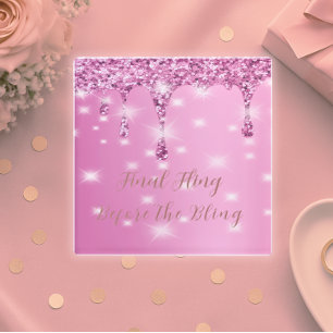 Dessous-de-verre En Verre Élégant paillettes rose chaud goutte à goutte ente