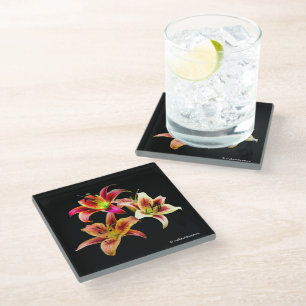 Dessous-de-verre En Verre Elégant trio de jours roses jaunes Floral