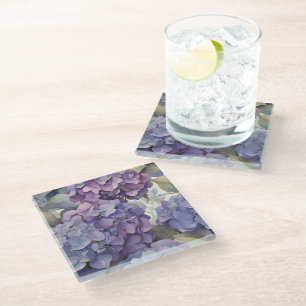 Dessous-de-verre En Verre Elégante aquarelle bleu violet poussiéreuse