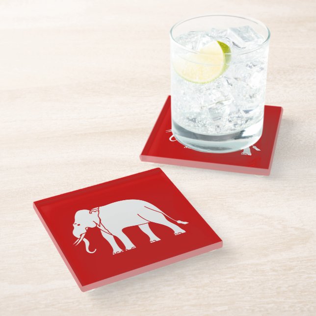 Dessous-de-verre En Verre Éléphant de Siamese (Incliné)