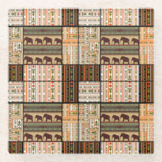 Dessous-de-verre En Verre Eléphants de Patchwork : Texture ornementale