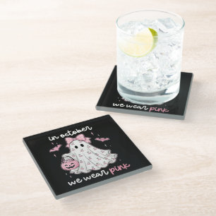 Dessous-de-verre En Verre en Octobre Nous Portons Rose Fantôme Halloween