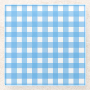 Dessous-de-verre En Verre En vichy bleu ciel