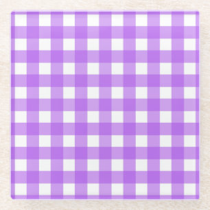 Dessous-de-verre En Verre En vichy violet brillant