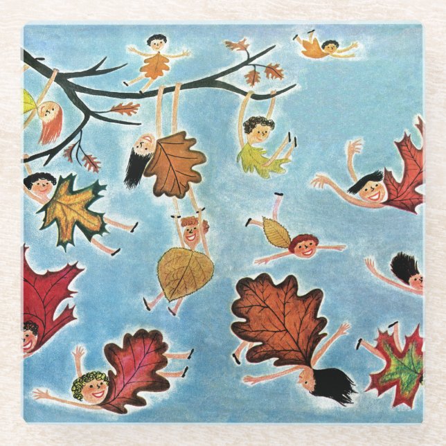 Dessous-de-verre En Verre Enfants de feuille (Devant)