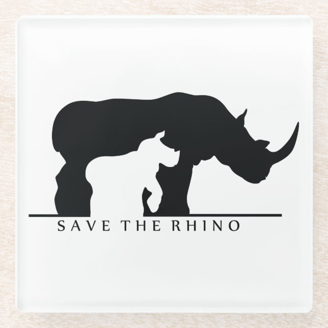 Dessous-de-verre En Verre Enregistrer le Rhino (Devant)