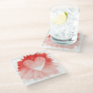 Dessous-de-verre En Verre Ensemble de dessous de verre en forme de cœur avec