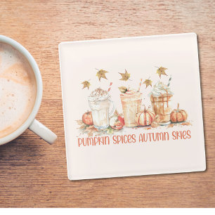 Dessous-de-verre En Verre Épices citrouilles Automne Boire Drôle Citation