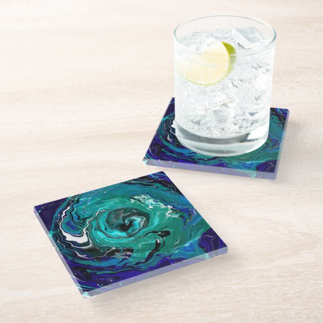 Dessous-de-verre En Verre Éternité bleue | Art Abstrait (Incliné)