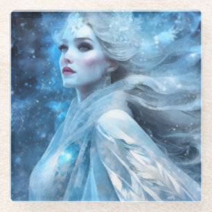 Dessous-de-verre En Verre Ethereal Frozen Neige Queen Imaginaire Art