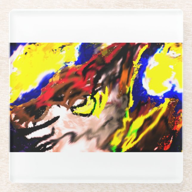 Dessous-de-verre En Verre Étoile loup jaune (Devant)