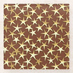 Dessous-de-verre En Verre étoiles or sur chocolat brun